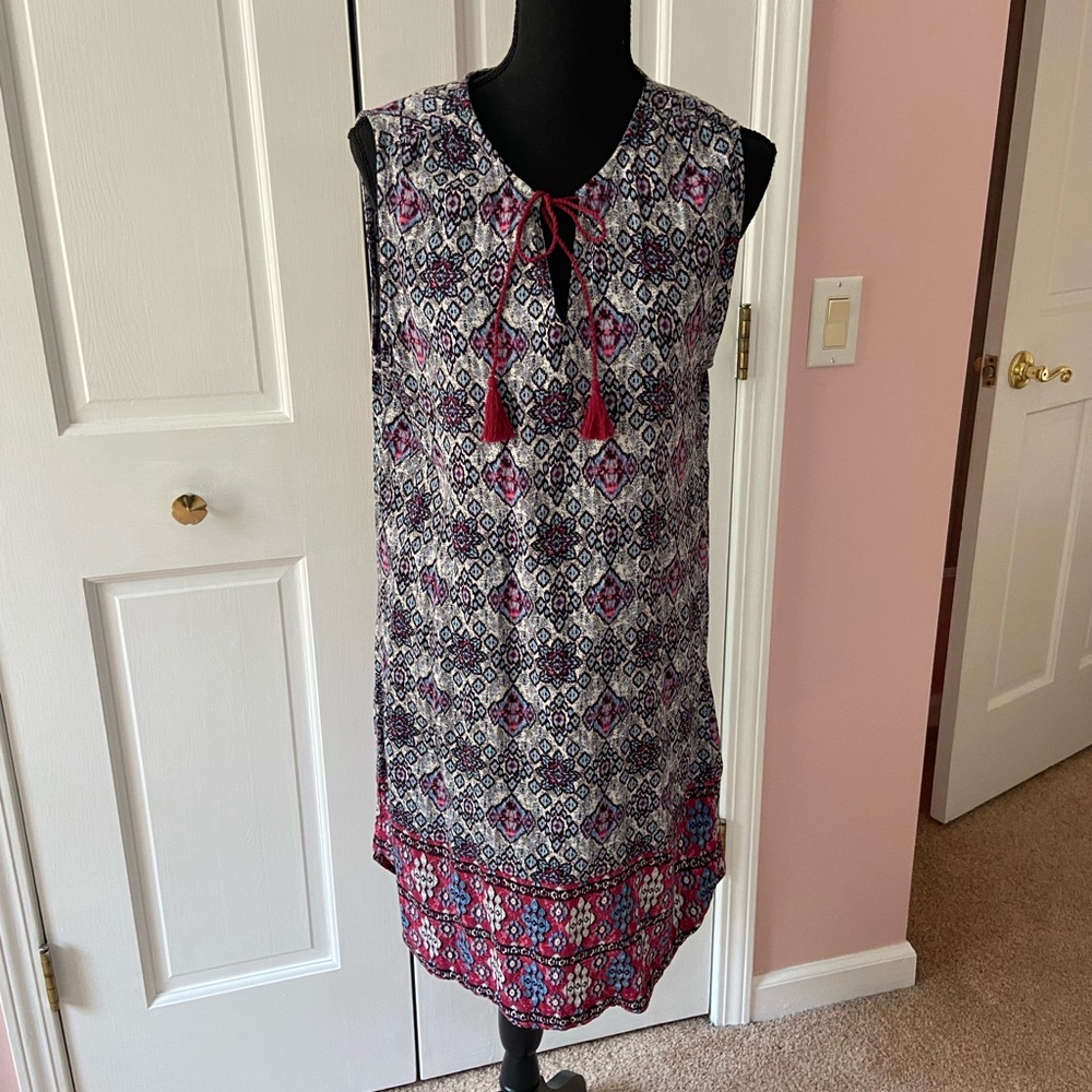 Multi-Colored Print Sleeveless Dress